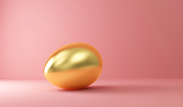 Frohes Ostern-Konzept großes goldenes Ei auf Rosa