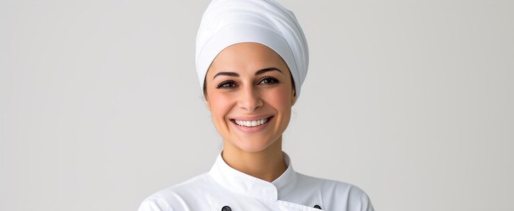 Foto frohliche muslimische geschaftsfrau lachelt