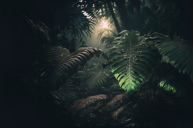 Foto frondosa selva palmeras a la luz del día