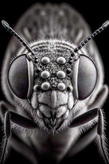 frontal retrato blanco y negro primer plano insectos