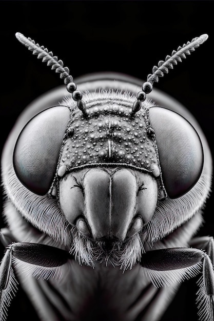 frontal retrato blanco y negro primer plano insectos