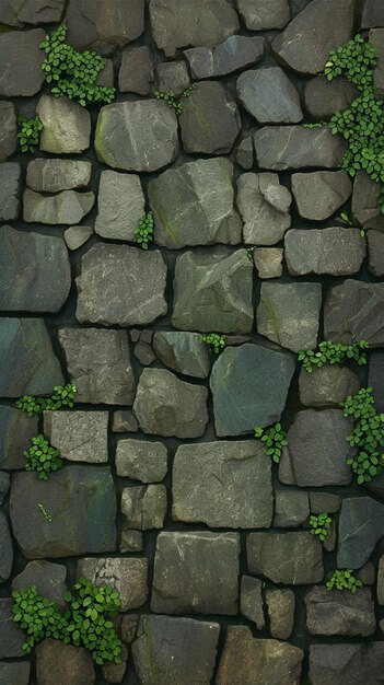 Frontalbild zeigt eine alte Steinmauer, die mit reichlich grünem Moos geschmückt ist Vertical Mobile Wallpaper
