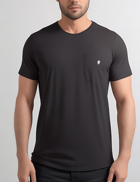 Frontansicht eines Modells eines leeren grauen T-Shirts