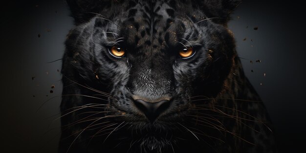 Foto frontansicht von panther auf dunklem hintergrund predator-serie