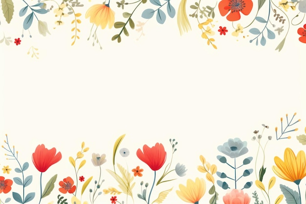 Fronteira de flor de desenho animado bonito em um fundo claro de marfim vetor limpo ar 32 Job ID b5e1126c37a04883b8d3350eb460d910