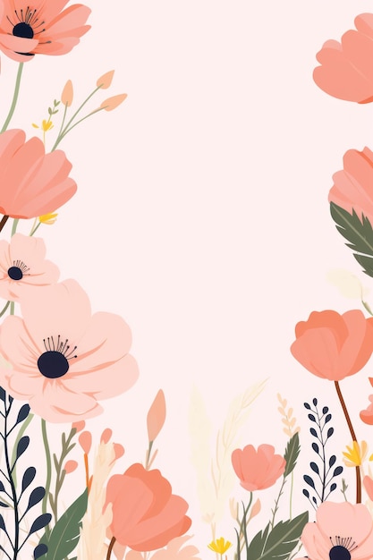 Fronteira de flor de desenho animado bonito em um fundo rosa claro vetor limpo ar 23 ID de trabalho d3549e620a9244da8e2314049b75a6f3
