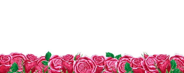 Fronteira de moldura de rosas em aquarela desenhada à mão no fundo branco Elementos de design de álbum de recortes Tipografia cartaz convite de casamento cartão postal rótulo banner design