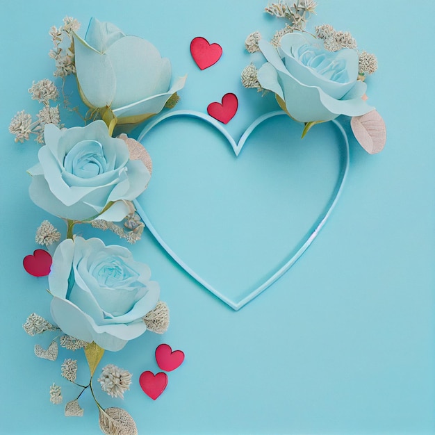 Fronteira lateral com flores de coração e rosas para o dia dos namorados