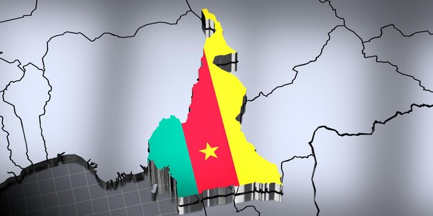 Fronteiras de Camarões e bandeira ilustração 3D