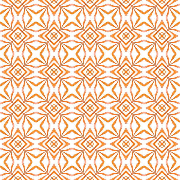 Frontera sin costuras de mosaico verde dibujado a mano. Diseño de verano naranja moderno boho chic. Mosaico de patrones sin fisuras. Estampado fantástico listo para textiles, tela para trajes de baño, papel tapiz, envoltura.