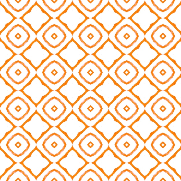 Foto frontera sin costuras de mosaico verde dibujado a mano. hermoso diseño de verano boho chic naranja. mosaico de patrones sin fisuras. excelente impresión textil lista, tela para trajes de baño, papel tapiz, envoltura.