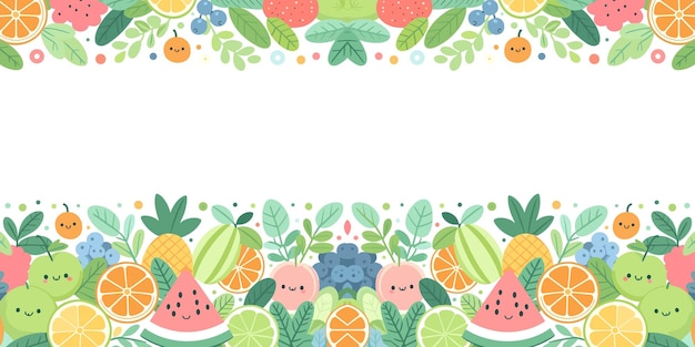 Frontera sin costuras con sandías naranjas pomelos y hojas de frutas fondo de diseño