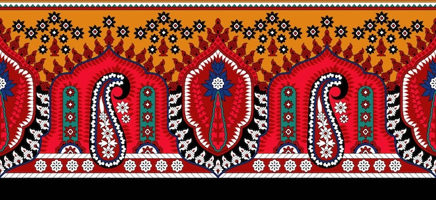 Frontera digital vectorial para camisa textil y dupatta