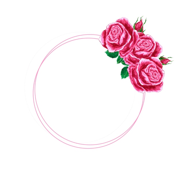 Frontera de guirnalda de rosas rosadas acuarela dibujada a mano en el fondo blanco Elementos de diseño de Scrapbook Cartel de tipografía invitación de boda postal etiqueta diseño de banner