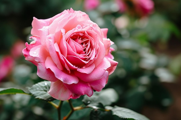 Frontera de una hermosa rosa dulce fresca aislada en un fondo beige