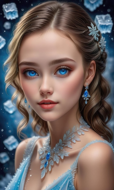 Frosty CloseUp Das fesselnde Porträt eines schönen Mädchens