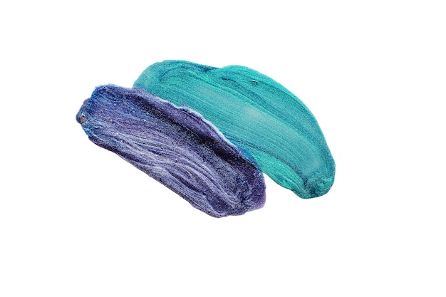 Frotis de esmalte de uñas azul verde aislado