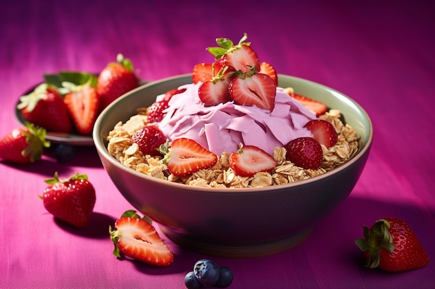 Froyo Granola Bowl morangos maçãs