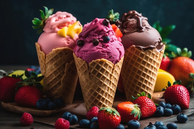 Frozen Summer Ice Cream Delights sob o sol generativo IA