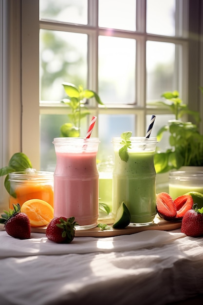 Frucht- und Beeren-Smoothie Gesundes Essen Diät-Entgiftung Bio-Cocktails Shake