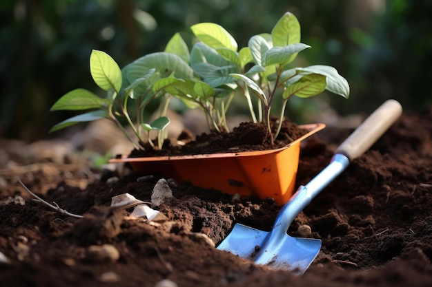 Fruchtbare Schaufelpflanze Bodenpflanzung Erzeugen Sie Ai