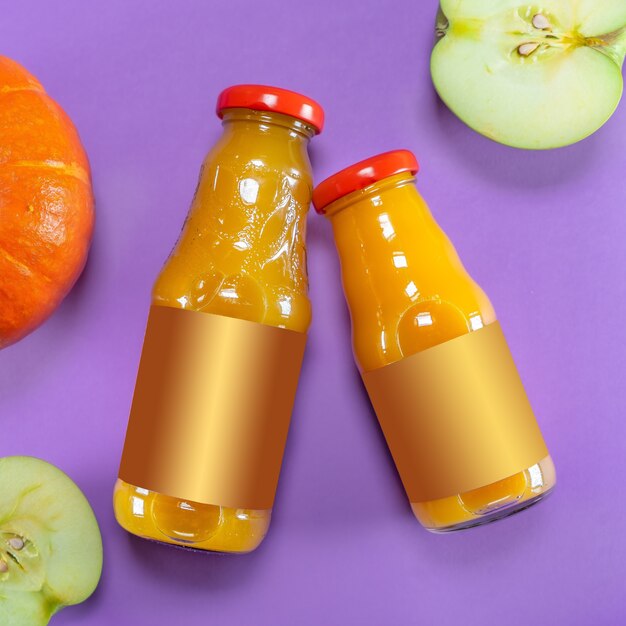 Fruchtsaftflasche aus Kürbis und Apfel