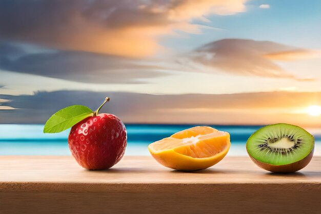 Früchte auf einem Tisch mit der Sonne im Rücken