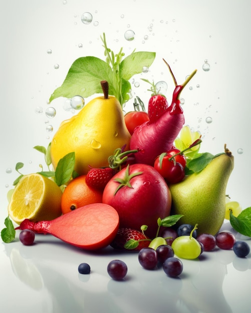 Früchte auf weißem Hintergrund Reife frische Sommernahrung Generative KI