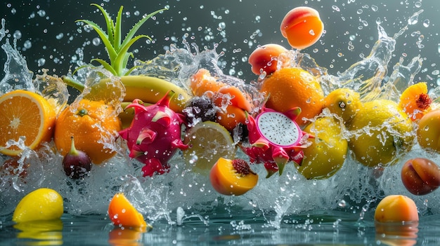 Früchte und Wasser Spritz gesundes Lebensmittelkonzept