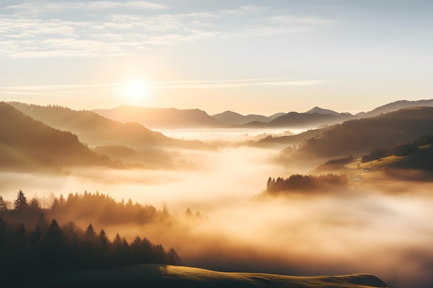 früh am Morgen in den Bergen