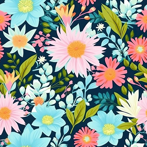 Frühling Blumendesign Sommer nahtlose abstrakte Muster Vektorgrafik AI generiert