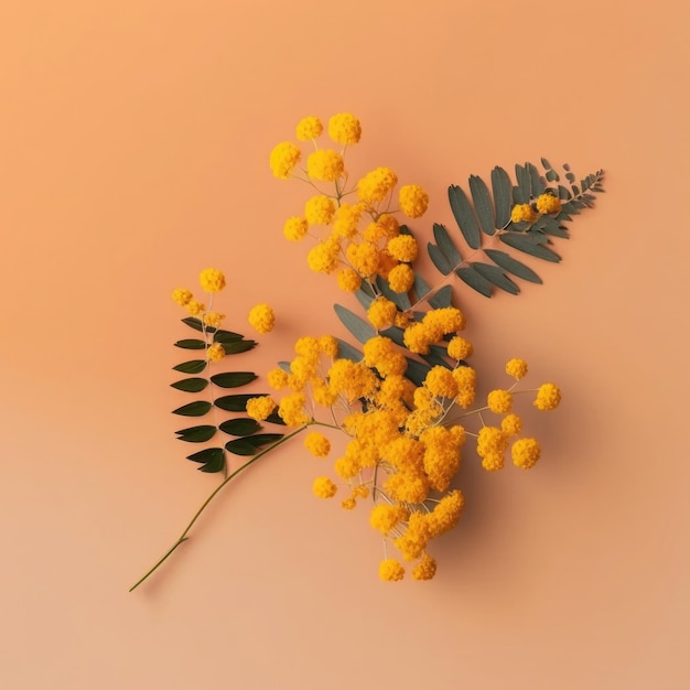 Frühling Mimosa Blume Hintergrund Illustration AI Generative