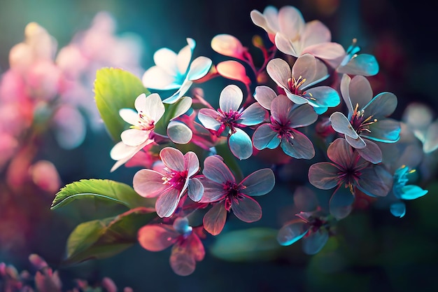 Frühlings-Kirschblüte blüht rosa und weiße Knospen und Kirschblüten Frühlingshintergrund