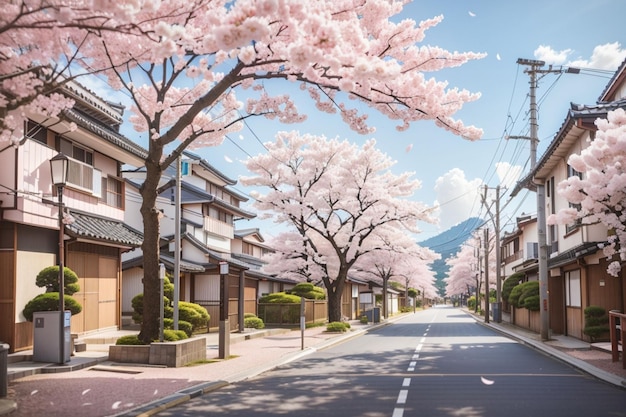 Frühlings-Kirscheblüten-Hintergrund in Japan KI-generiert