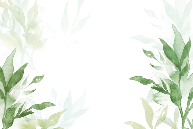 Frühlings-png-blumiger Hintergrund in Grün mit Blatt-Wasserfarbe-Illustration
