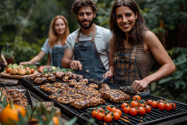 Frühlingsbarbeque mit der Familie