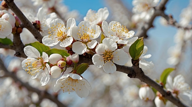 Frühlingsblüte mit blauem Himmel im Hintergrund