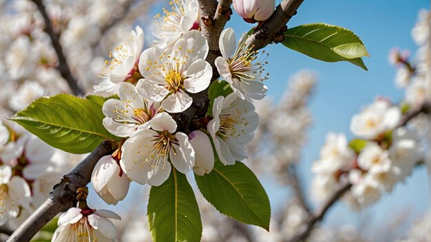 Frühlingsblüte mit blauem Himmel im Hintergrund