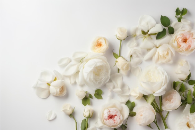 Frühlingsblüte Natur weiße Blütenblätter Hochzeit Blumenfeier Blumenhintergrund wunderschön Generative KI