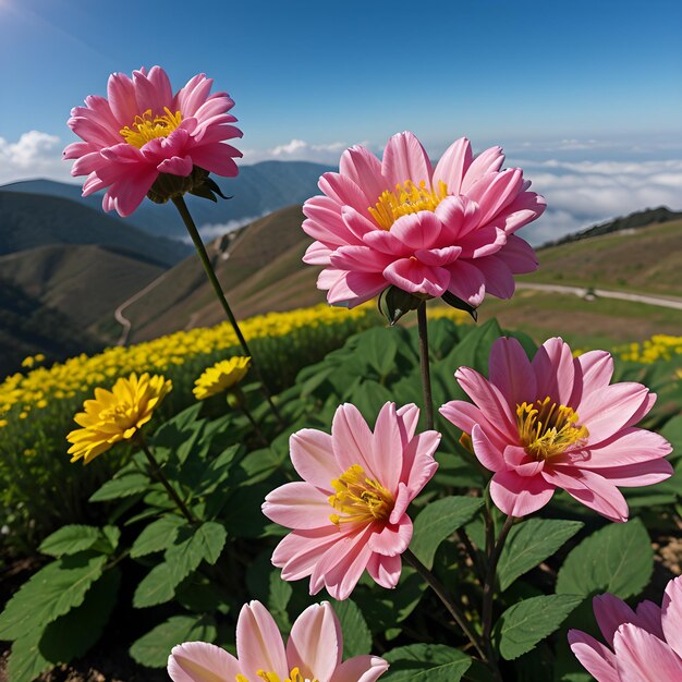 Frühlingsblumen an den Hügeln