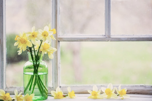 Frühlingsblumen auf der Fensterbank