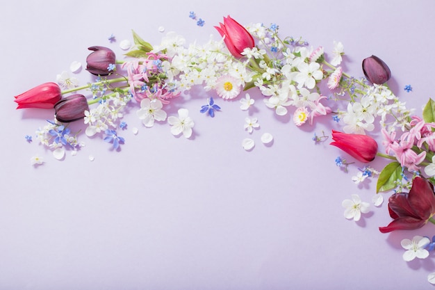 Frühlingsblumen auf Papierhintergrund