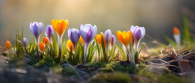 Foto frühlingsblumen der krokusse