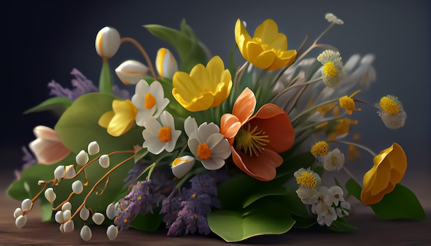 Frühlingsblumen realistisch 3D