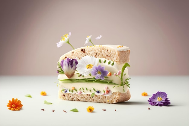 Frühlingsblumen-Sandwich-AI-Generation