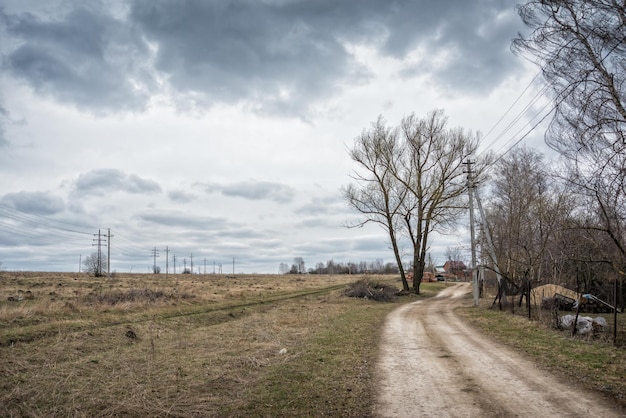 Frühlingsfeld und Straße