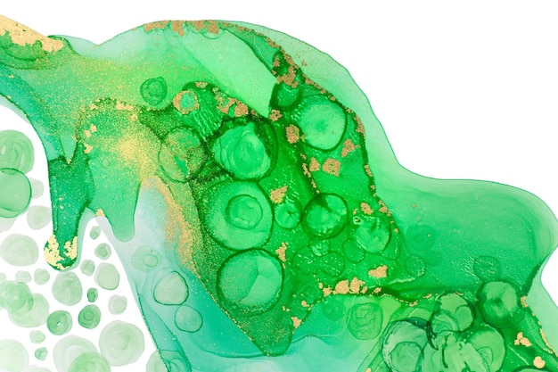 Frühlingsgrüner Aquarell-Zusammenfassungshintergrund mit runden Tropfen