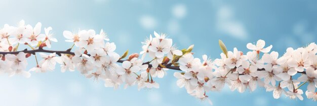 Frühlingshintergrund blühender Apfelbaum auf Himmelhintergrund