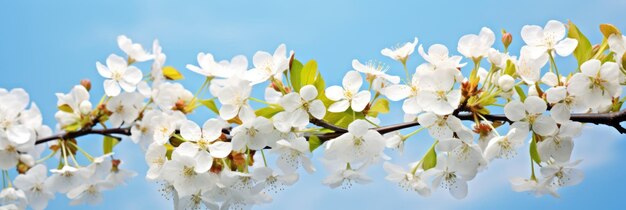 Frühlingshintergrund blühender Apfelbaum auf Himmelhintergrund