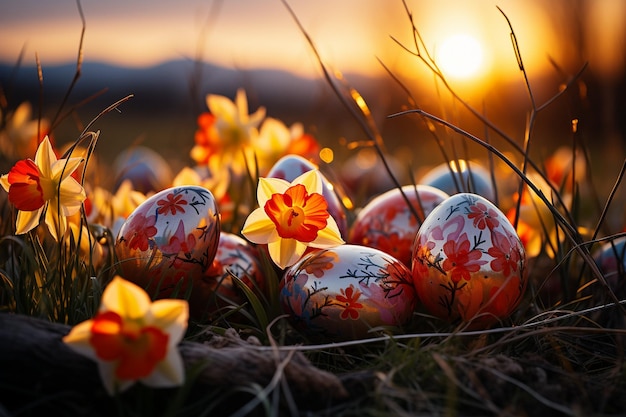 Frühlingshintergrund mit farbenfroher Umgebung